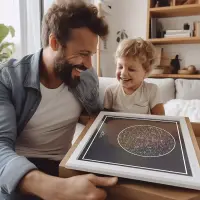 Father and son with a star map